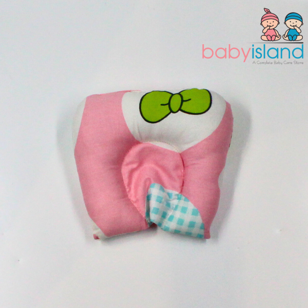Pink head bow print baby pillow