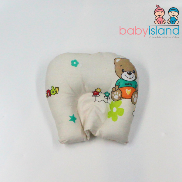 Pink Bear print head baby pillow