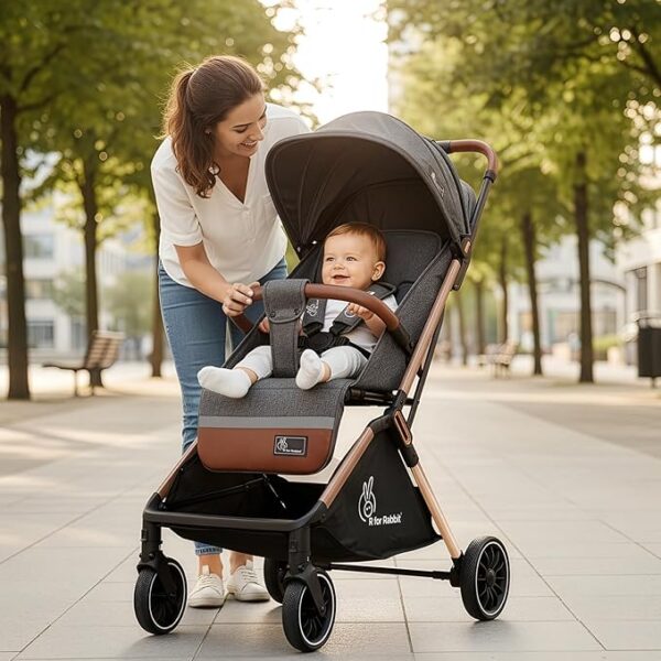 R for Rabbit Street Smart Auto Fold Stylish Newborn Baby Stroller| Aluminum Frame Pram with One Click Fold |Travel Friendly Cabin Trolley Stroller for 0-3 Years