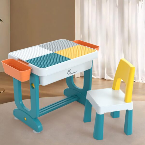 R for Rabbit Little Genius Learner Kids Study Table Set with Chair, 4 in 1 Multifunctional Desk Set for 3-7 Years Kids, Up to 45kgs Weight Capacity