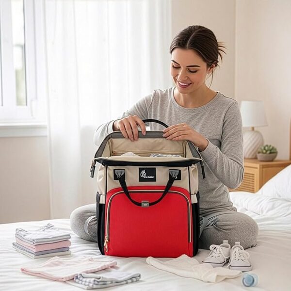 R for Rabbit Caramello Baby Diaper Bags for Mom to Travel, Large Capacity Stylish Waterproof Multipurpose Maternity Diaper Backpack for Mothers