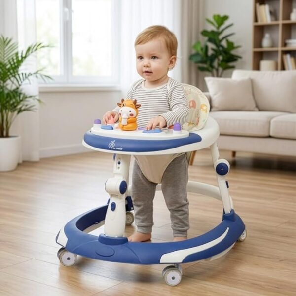 R for Rabbit Little Feet Plus Baby Walker with Rocker 3 Level Height Adjustment and 4 Level Seat Adjustment for Baby Age 6-18 Months Up to 15 KG Weight with Recreational Toy Bar