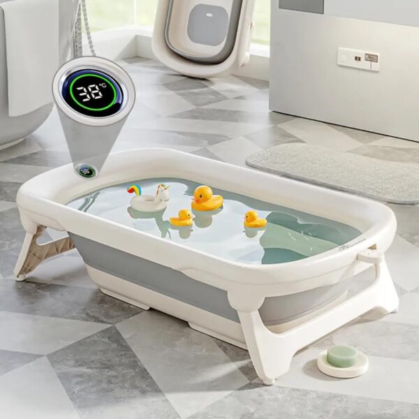 R For Rabbit Bubble Double Smart Baby Bath Tub with Water Temperature Indicator Screen Foldable Baby Bath Tub for Kids of 0 to 3 Years Upto 20 Kgs Weight Capacity