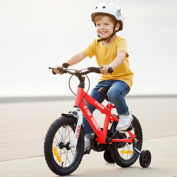 R for Rabbit Vroom Bicycle for Kids Cycle for 3 to 5 Years Boys & Girls 14T Inches | Training Wheels| 90% Installed
