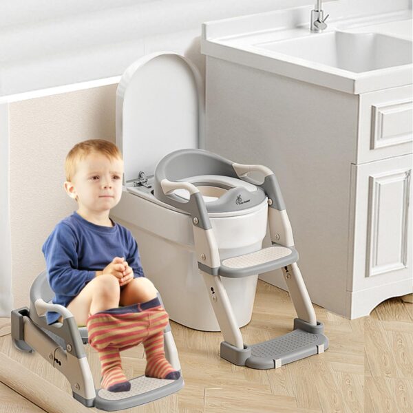 R for Rabbit Hilltop Trainer 2-in-1 Potty Training Seat & Step Stool | Adjustable Height with Anti-Skid Base, Universal Fit & Foldable Toilet Seat for 1-7 Years Kids, Toddler