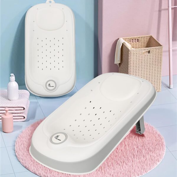 R for Rabbit Fun Time Aqua Baby Bather for New Born | 0-6 Months Infant Bath Seat | Lightweight, Foldable Bath Chair with 3 Recline Positions, Anti-Slip Design & Quick Drainage, TPE Headrest