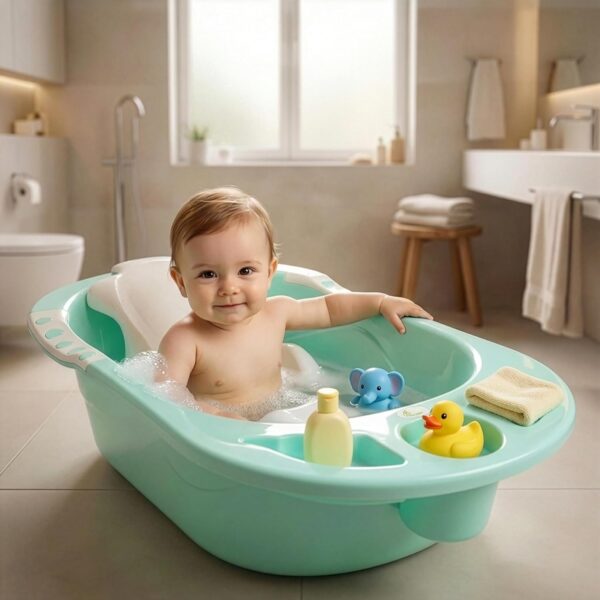 R for Rabbit Kiddie Kingdom Splash with Seat Sling Baby Bath Tub for Toddlers of 0 to 3 Years Anti-Slip Kids Bather Bathtub for Shower