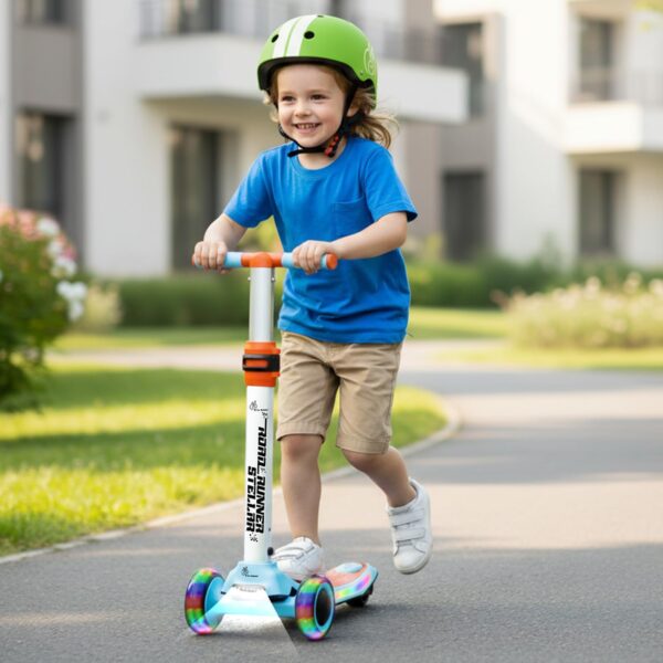 R for Rabbit Road Runner Stellar Kids Scooter with Bluetooth Music & Lights, 3-Level Adjustable Height, PU LED Wheels | Kick Scooter for 3+ Years Baby Boy and Girl Weight Up to 75 kg