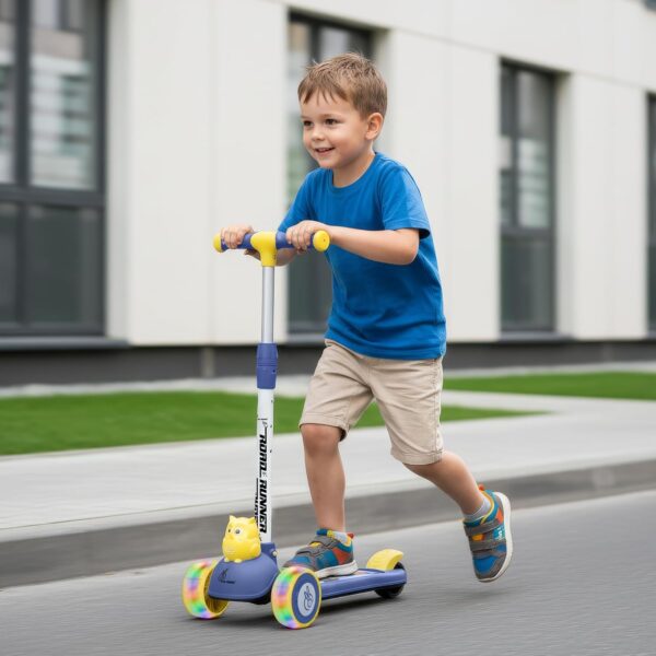 R for Rabbit Road Runner Ryder Kids Scooter, 3 Level Adjustable Height Wide Deck & PU LED Wheels Kick Scooter with Brake for 3+ Years Kids, Weight Capacity Upto 50kgs